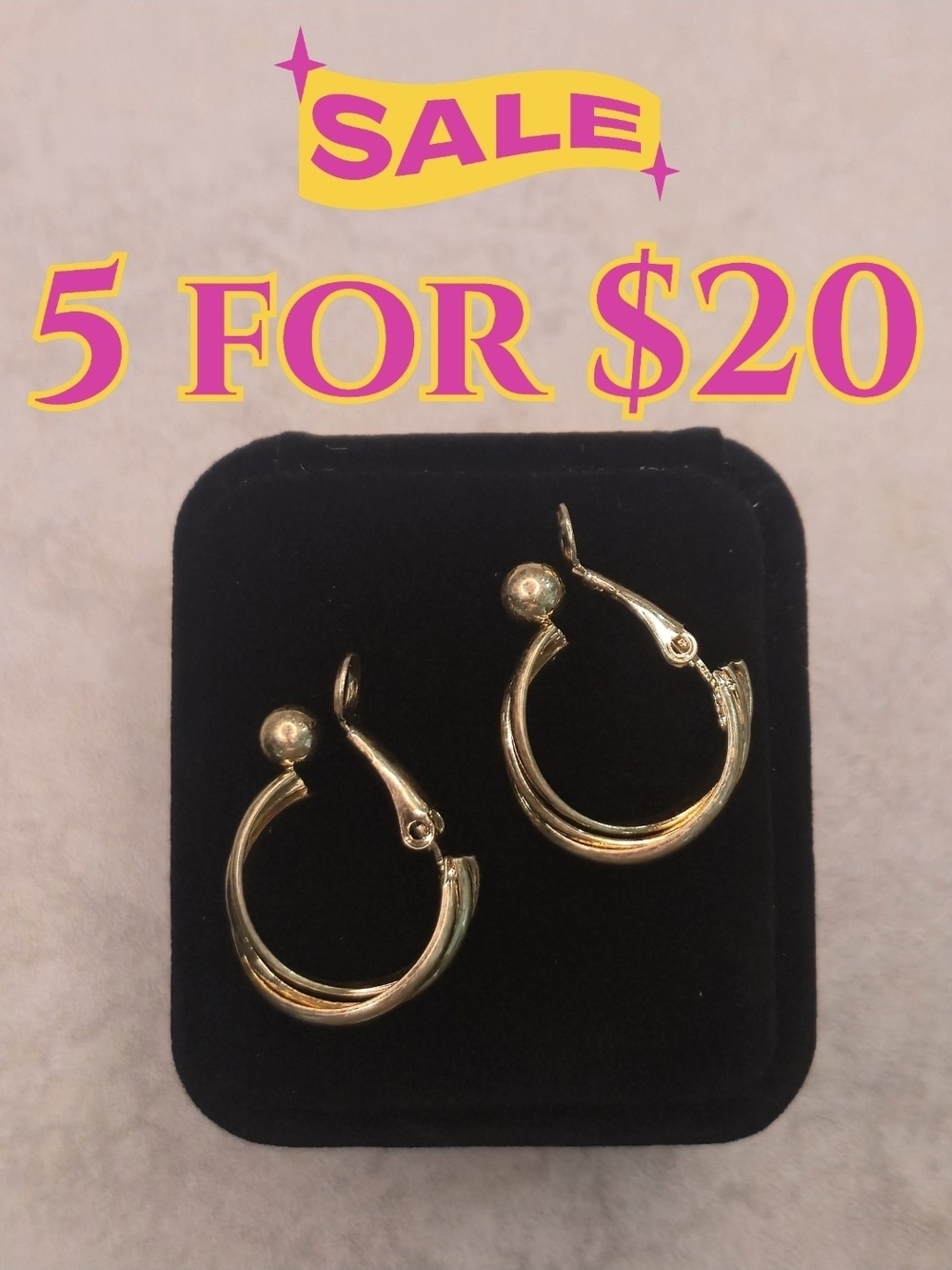 Gold Tone Clip On Hoop Earrings | 5 for $20 Jewelry Sale